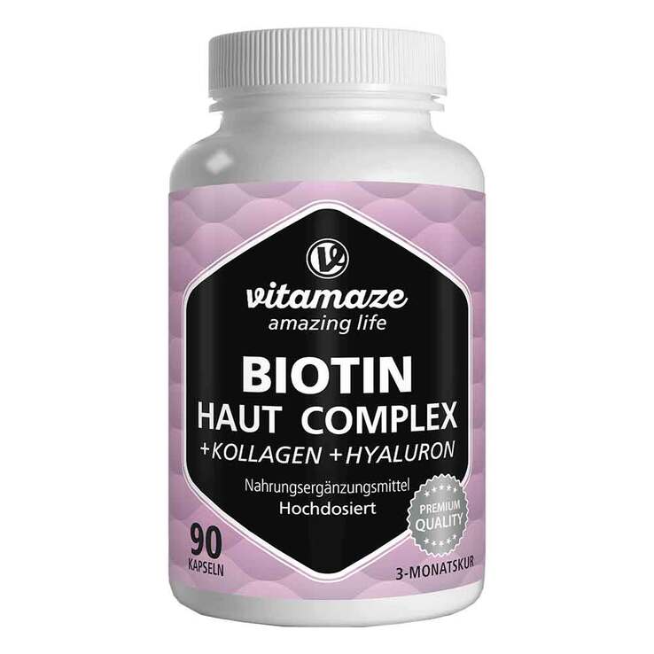 Biotin Haut Komplex hochdosiert + Kollagen Kapseln, 90 St