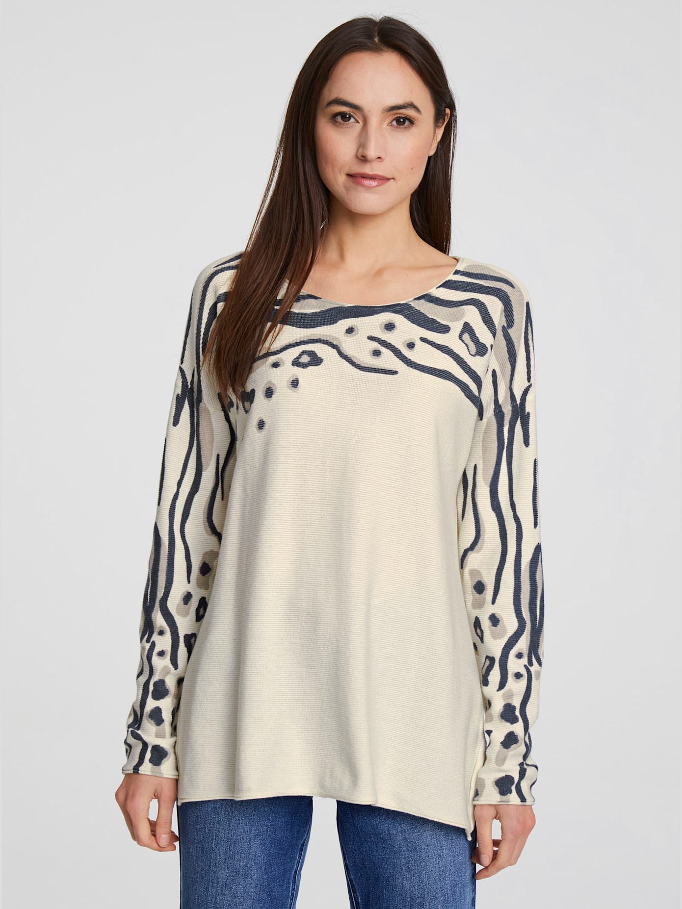 Pull imprimé tricot fin imprimé