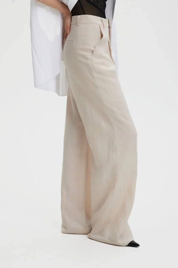 Gestuz PaulaGZ linen MW wide pants NOOS Ancient scroll