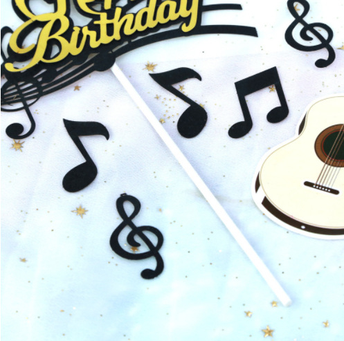 (27-tlg. Set) Kuchenstecker Happy Birthday Tortenstecker Topper Dekoration für Torten / Kuchen - Musiknote / Gitarre