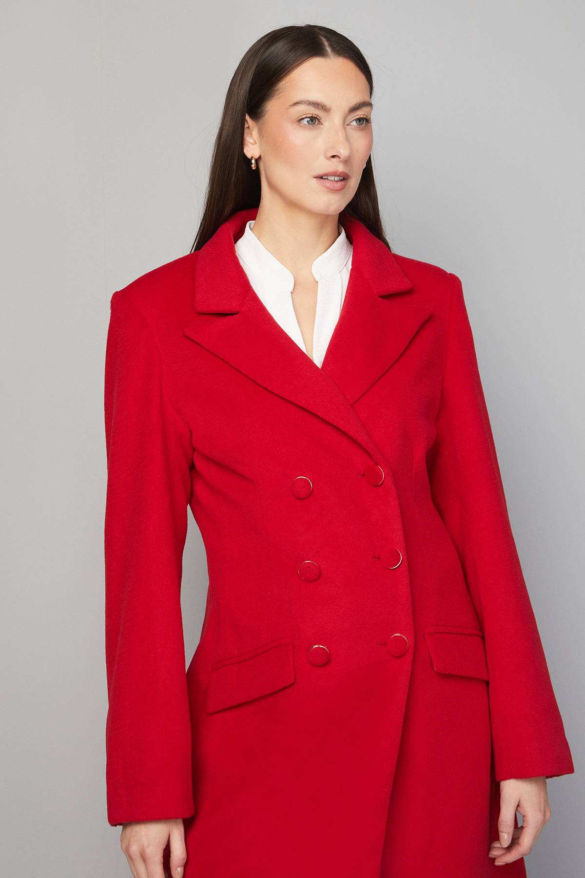 Wallis Manteau Croisé à Détails de Poches