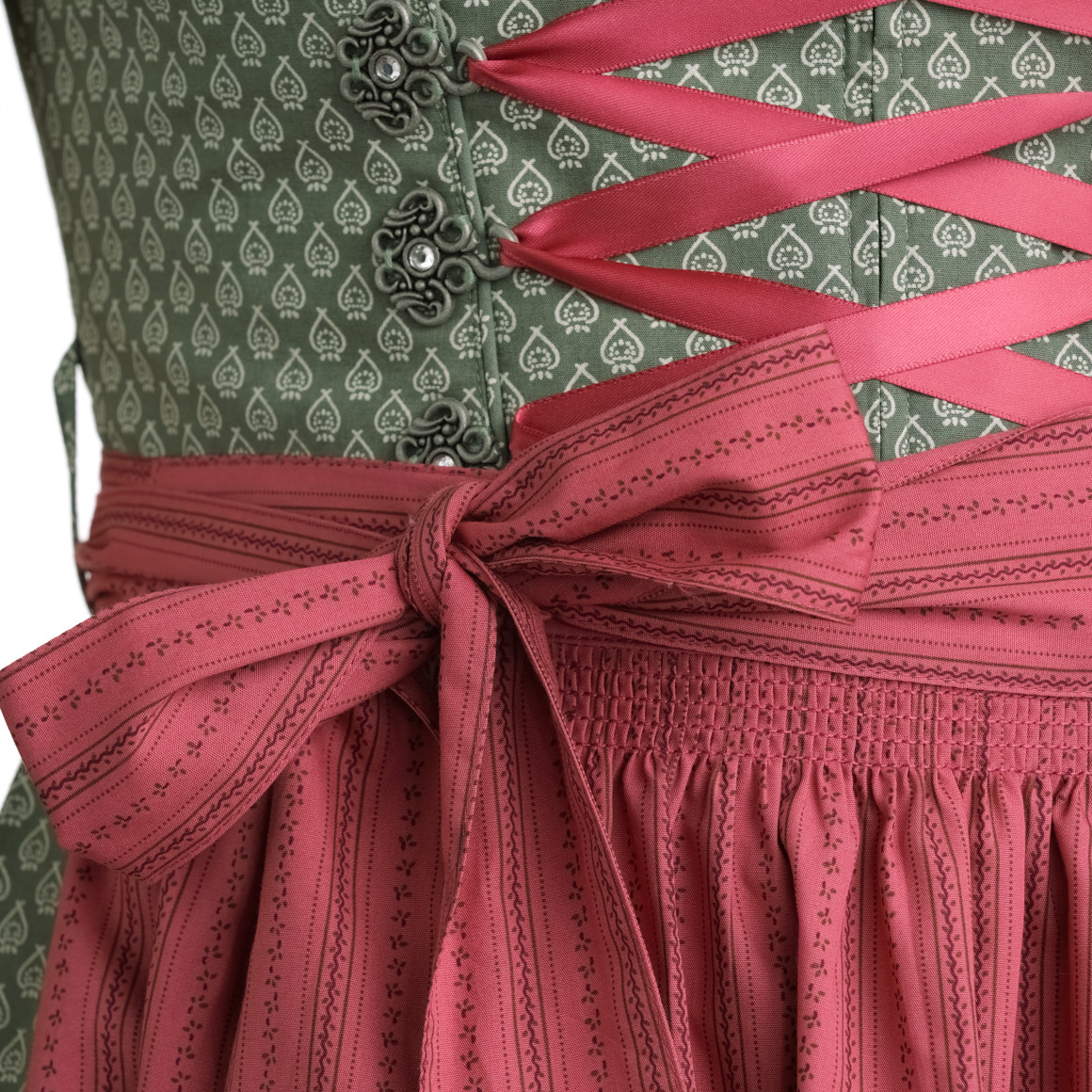 Gina Benotti Damen Dirndl mit Allover-Muster dunkelgrün / rosa