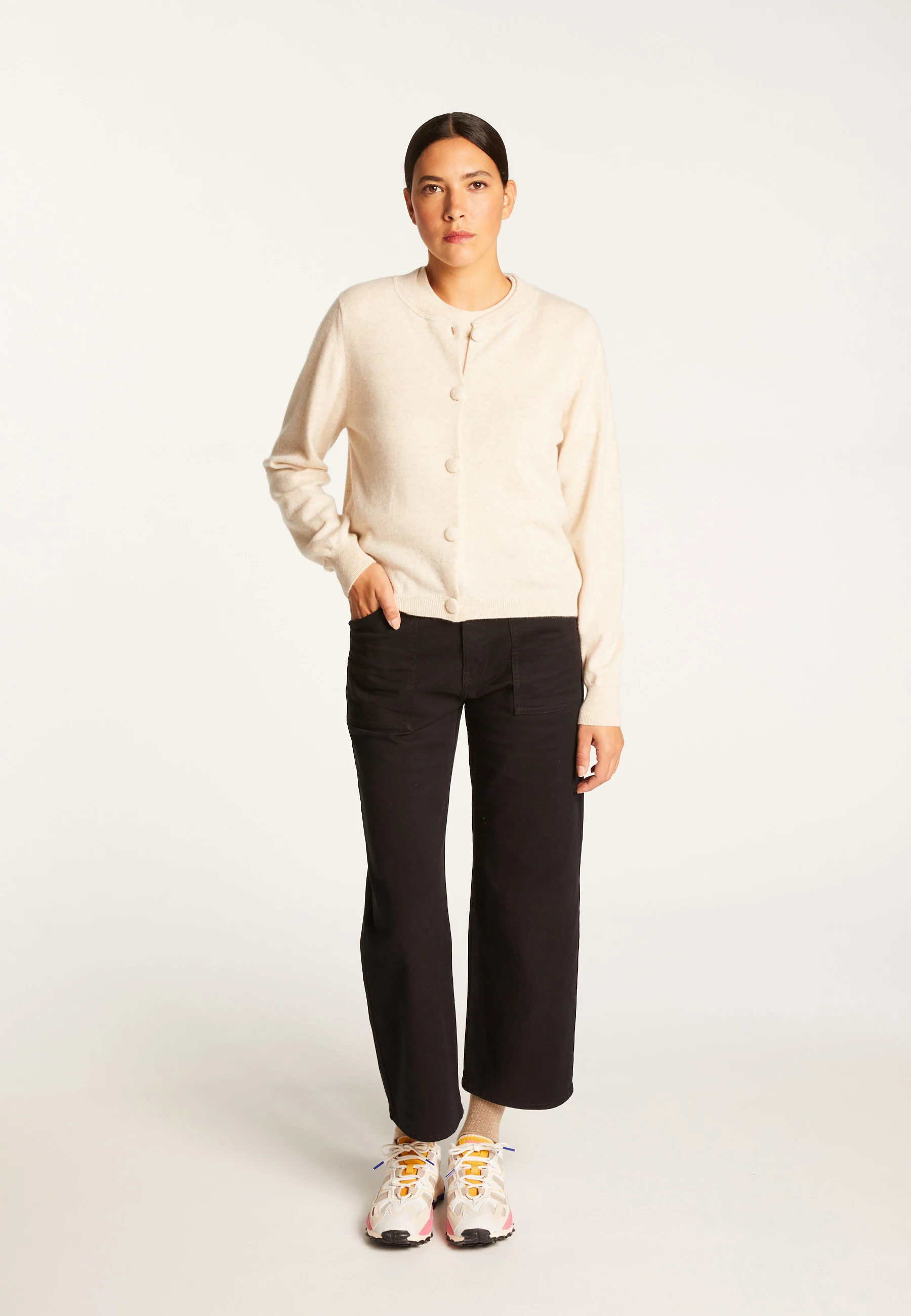 AURAAH24 - Cardigan boutonné en cachemire | Beige