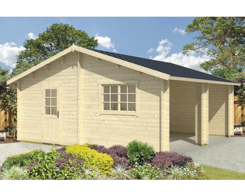 Outdoor Life Falkland dubbele garage zonder deuren, 575 x 575 cm, natuurlijke afwerking