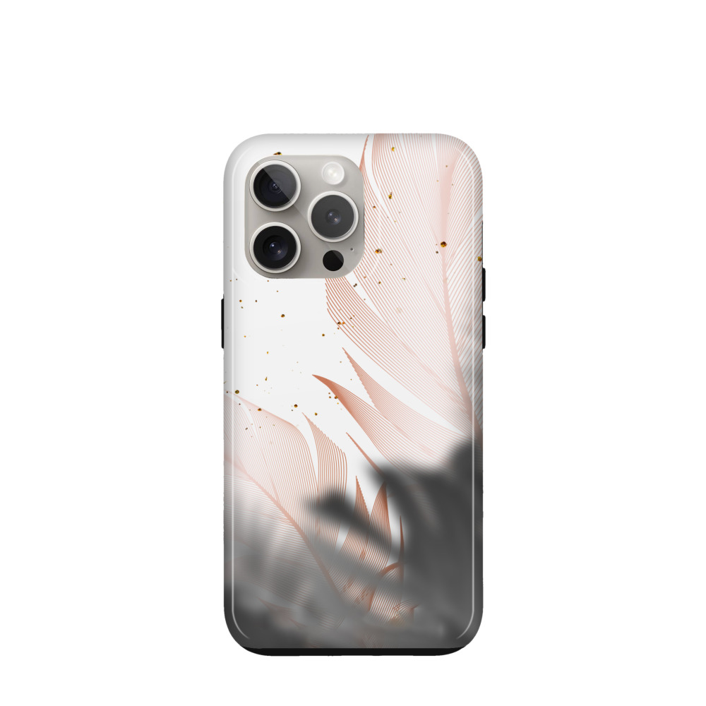 iPhone 15 Pro Max Hybrid (Kunststoff / Gummi) Hülle Feder Design - Weiss