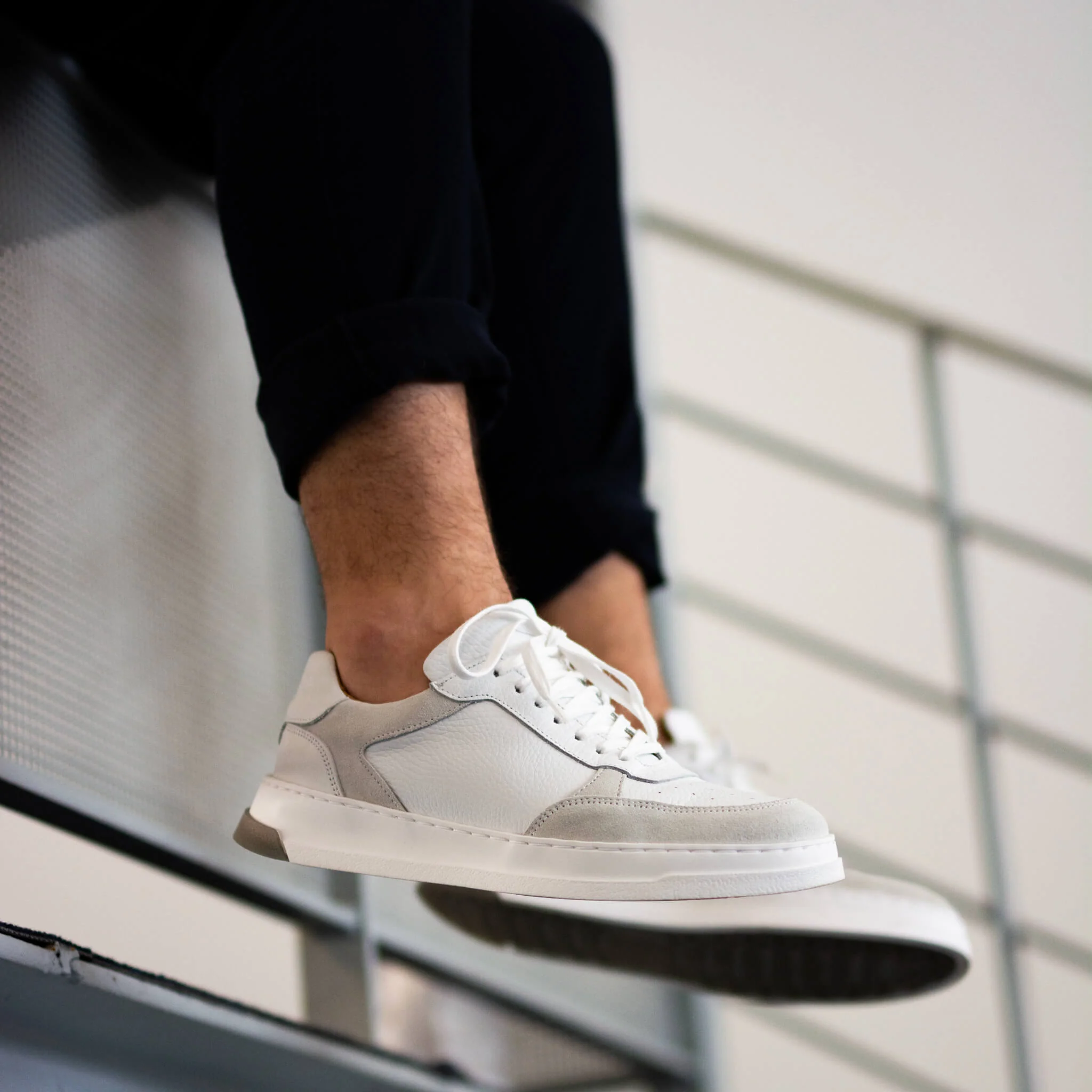 Dutone-Sneakers / Basket en cuir blanc