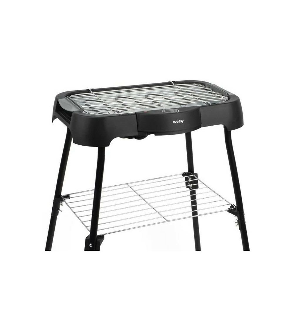Gbe42 grill bbq électrique a poser ou sur pieds-41,5x24cm-température réglable-2000w -plateau amovible-pieds anti-déra