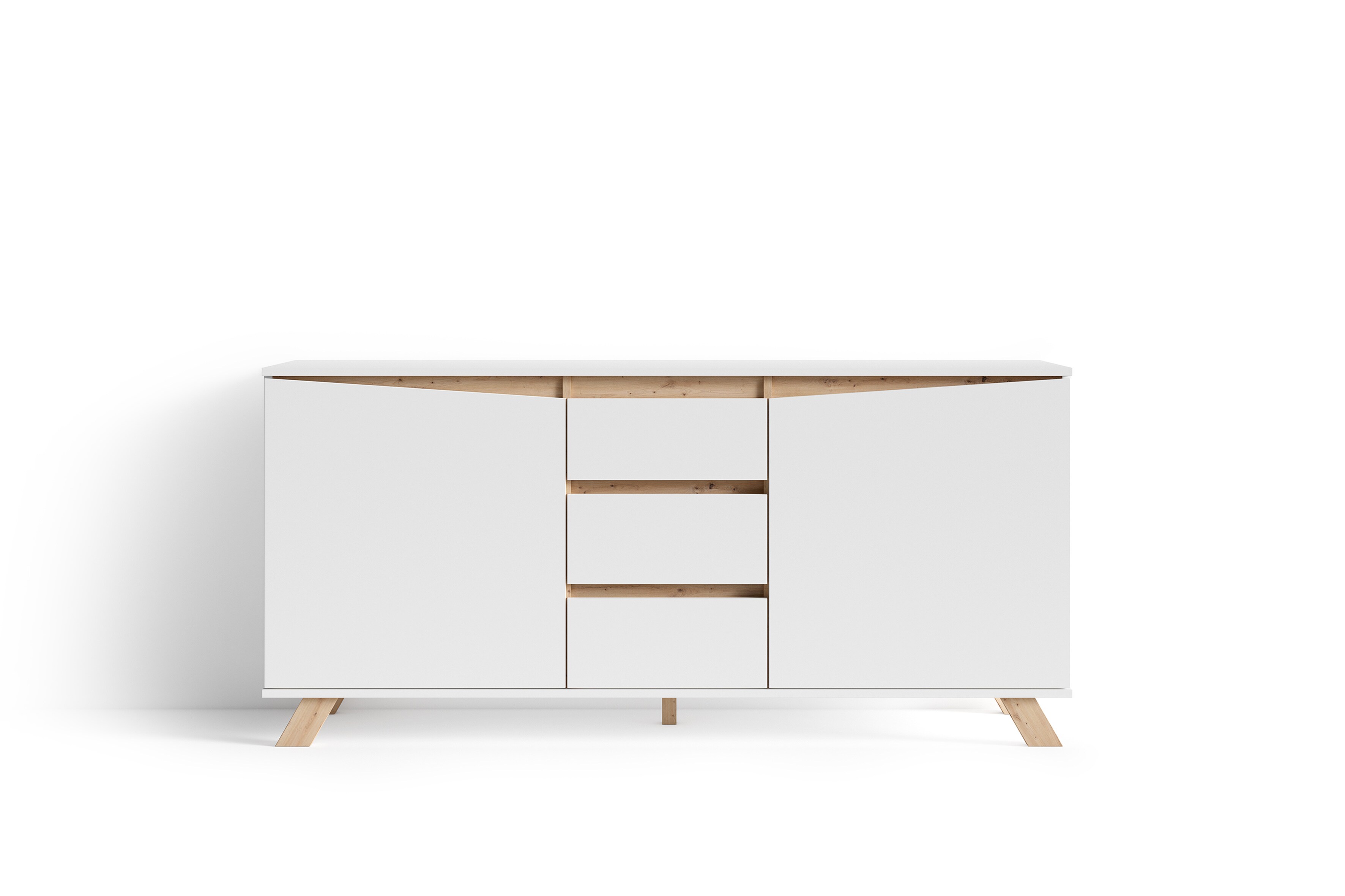 byLIVING Sideboard VALENTIN, Breite 160 cm, weiß/Artisan Eiche (Eiche-Optik)