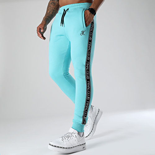 Pantalon Jogging A Bandes et Broderie 1001 Bleu Pastel