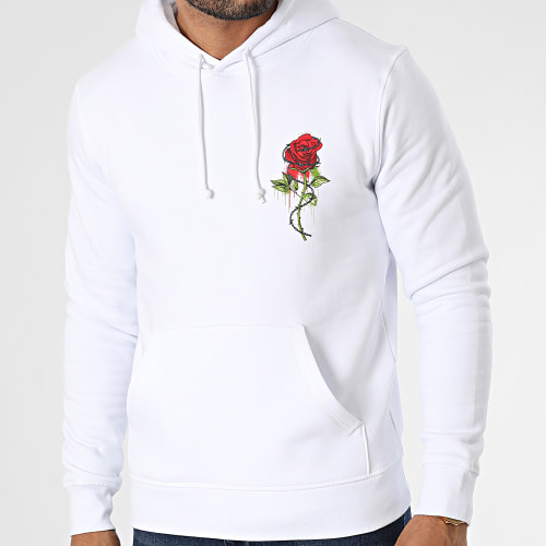 Sweat Capuche Roses Barbed Blanc