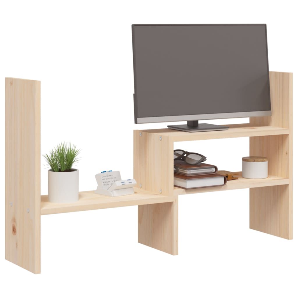 vidaXL Monitorstandaard, (39-72)x17x43 cm, massief grenenhout