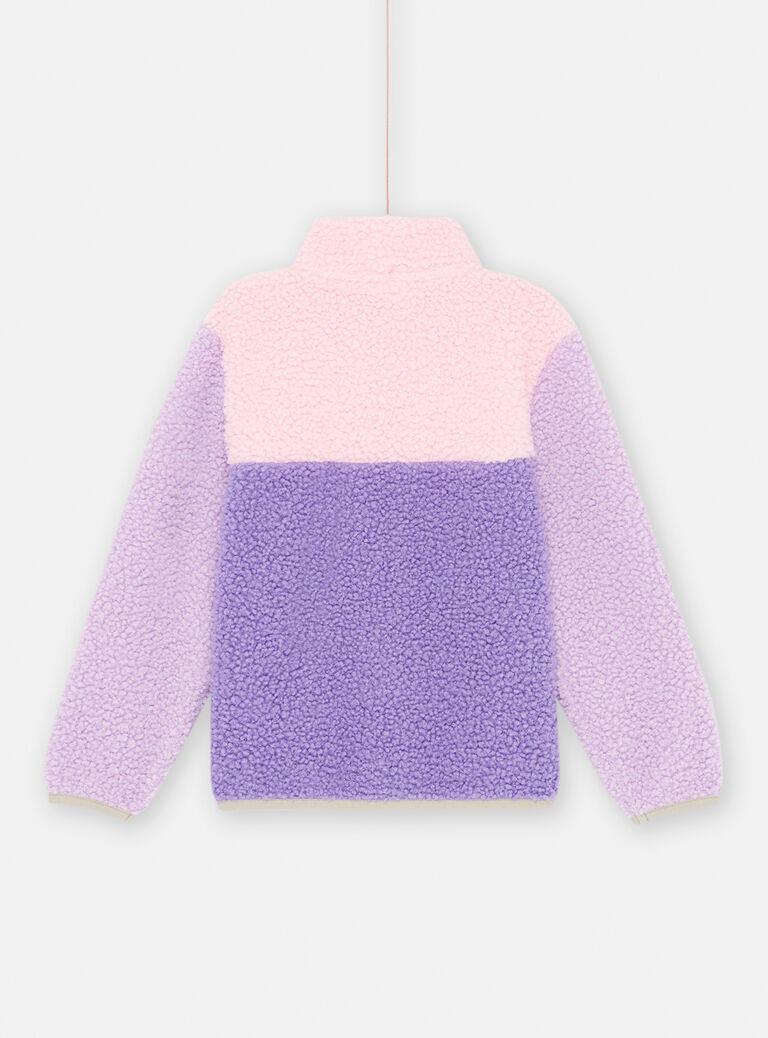 Veste colorblock violet, rose et vert en sherpa fille