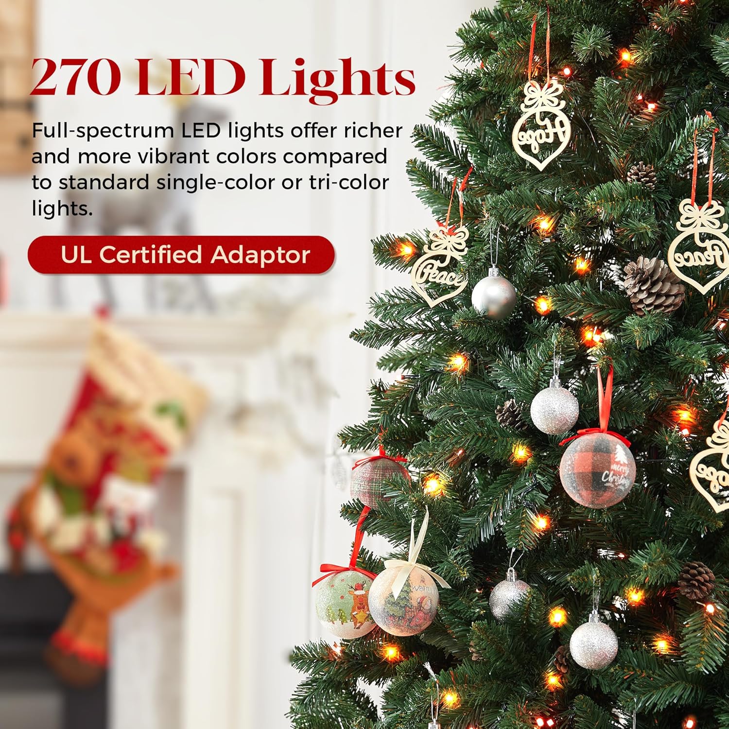 HOLLO STAR 6ft Prelit Christmas Tree with 270 LED Lights, Artificial Christmas Tree with App-Controlled Multi-Color RGB Lights, 1072 Branch Tips, Easy to Assemble, for Home, Party