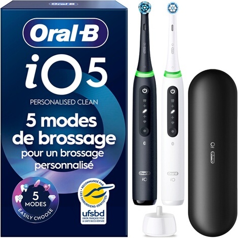 Brosse à dents électrique Oral B io 5 Duo Noire et Blanche X2