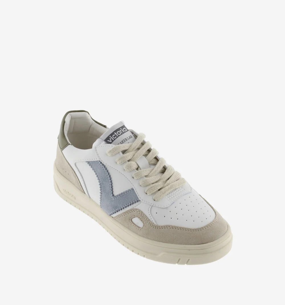 SEUL EFFET CUIR & CUIR FENDU Baskets unisexes semelles beiges KAKI