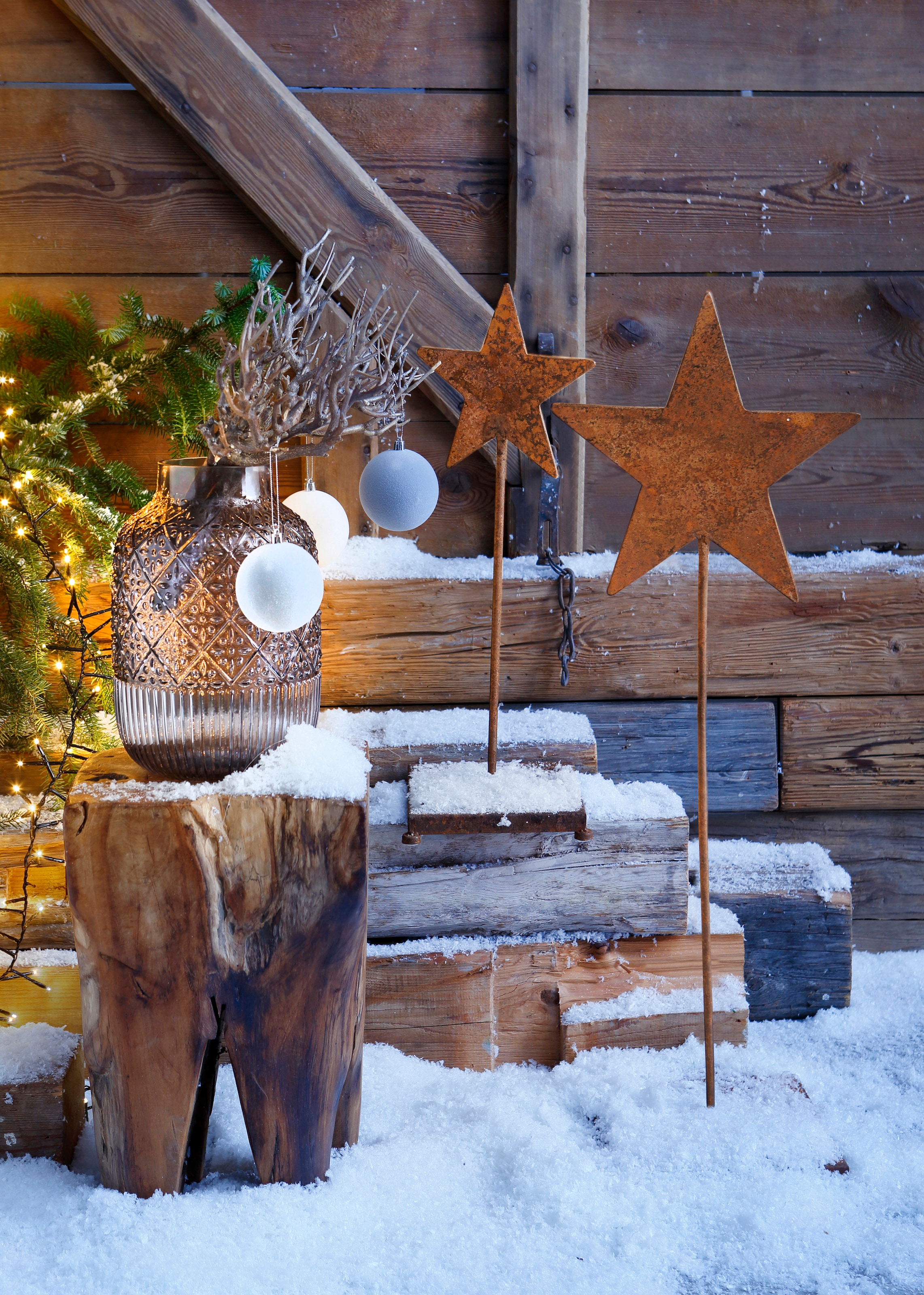 HOFMANN LIVING AND MORE Dekostern »Weihnachtsstern, Weihnachtsdeko aussen u. innen« aus Metall, mit rostiger Oberfläche