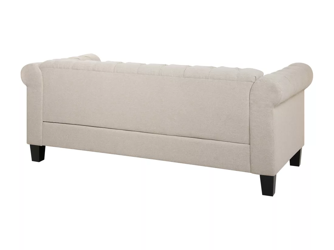 Canapé 3 places en tissu beige avec pieds droits CHESTERFIELD