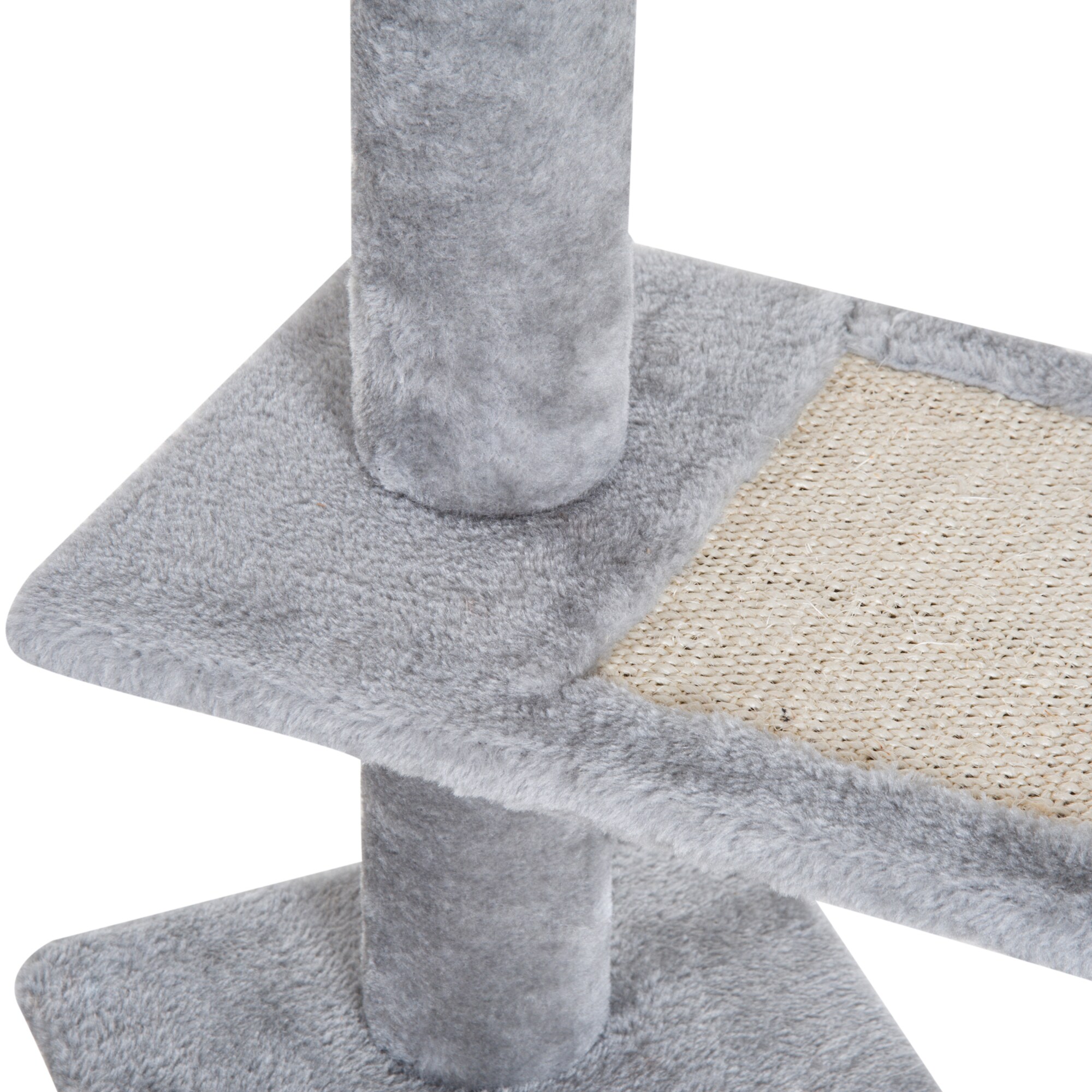 PawHut Kletterbaum mit 5 Ebenen beige, grau 48 x 48 x 101 cm (LxBxH)