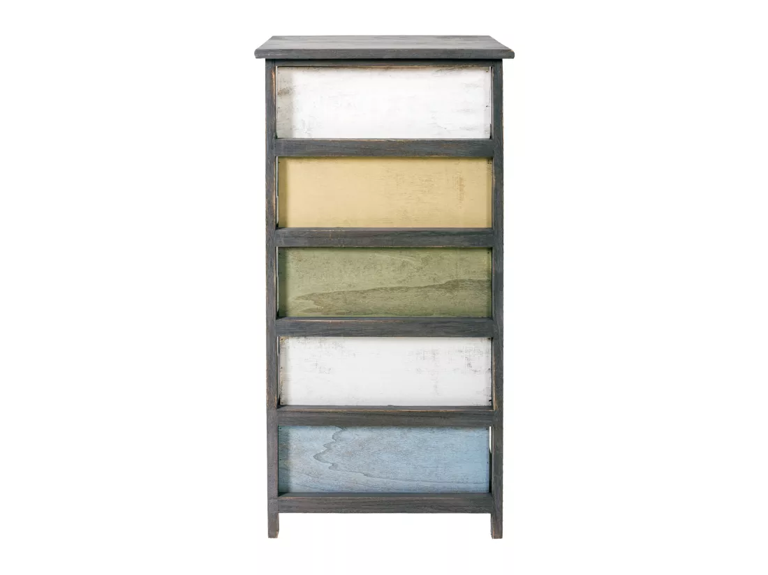 Chiffonier Chevet 5 Tiroirs Gris Deco Urban 81x40x29