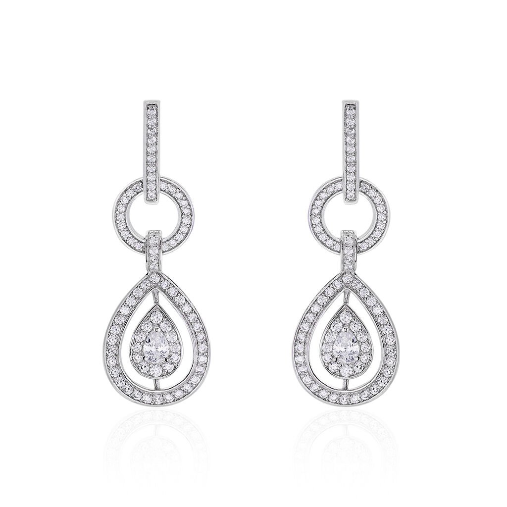 Boucles D'oreilles Pendantes Edward Argent Blanc Oxyde De Zirconium