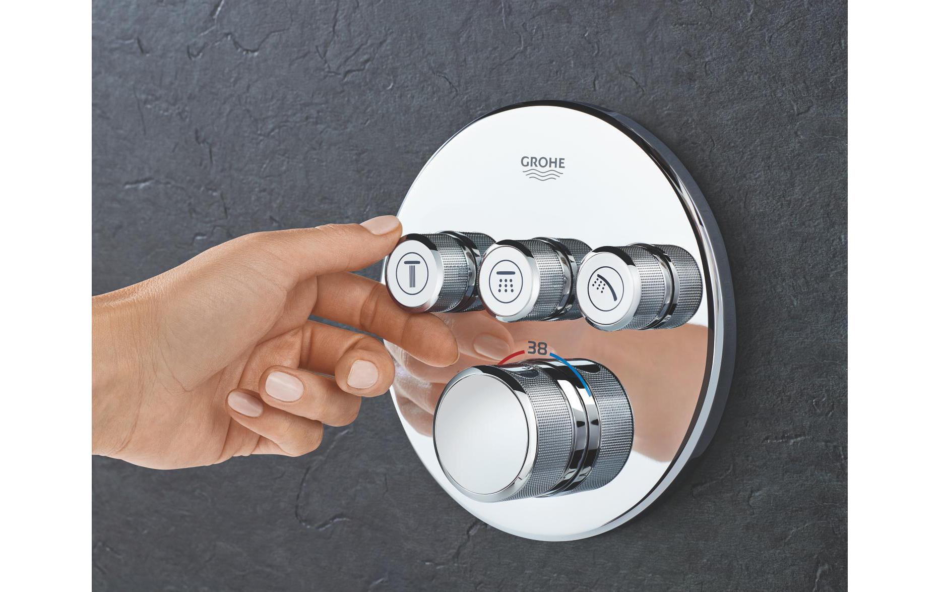 Duscharmatur Grohtherm SmartControl 43 mm, Chrom<br>Thermostat mit drei Absperrventilen