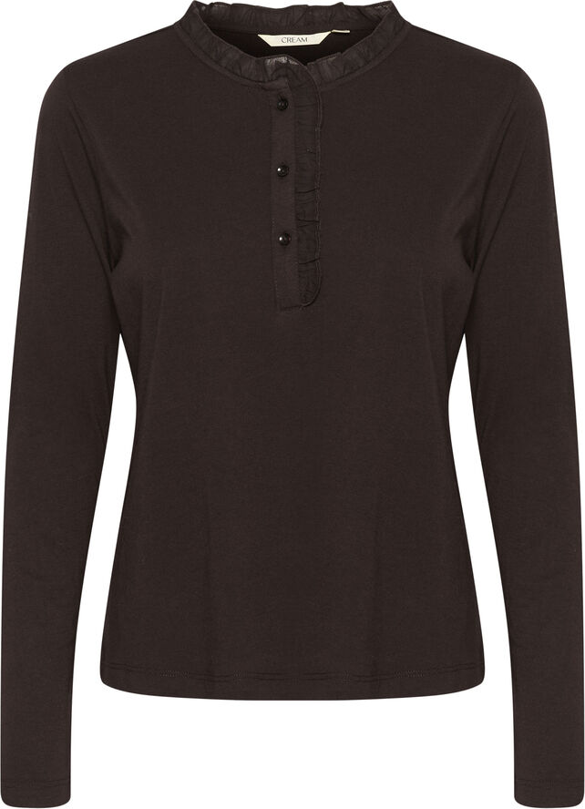 Cream CRNaia flounce blouse Chocolate plum