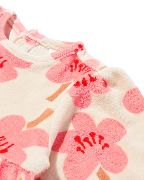 pyjama velours à fleurs pour bébé écru