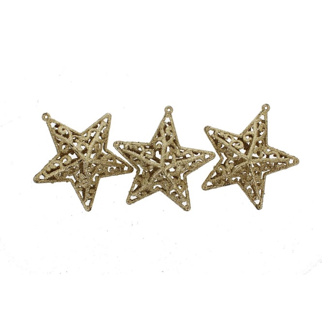 Baumhänger - Sterne gold - bruchsicher - ca. 10 cm - 3 Stück