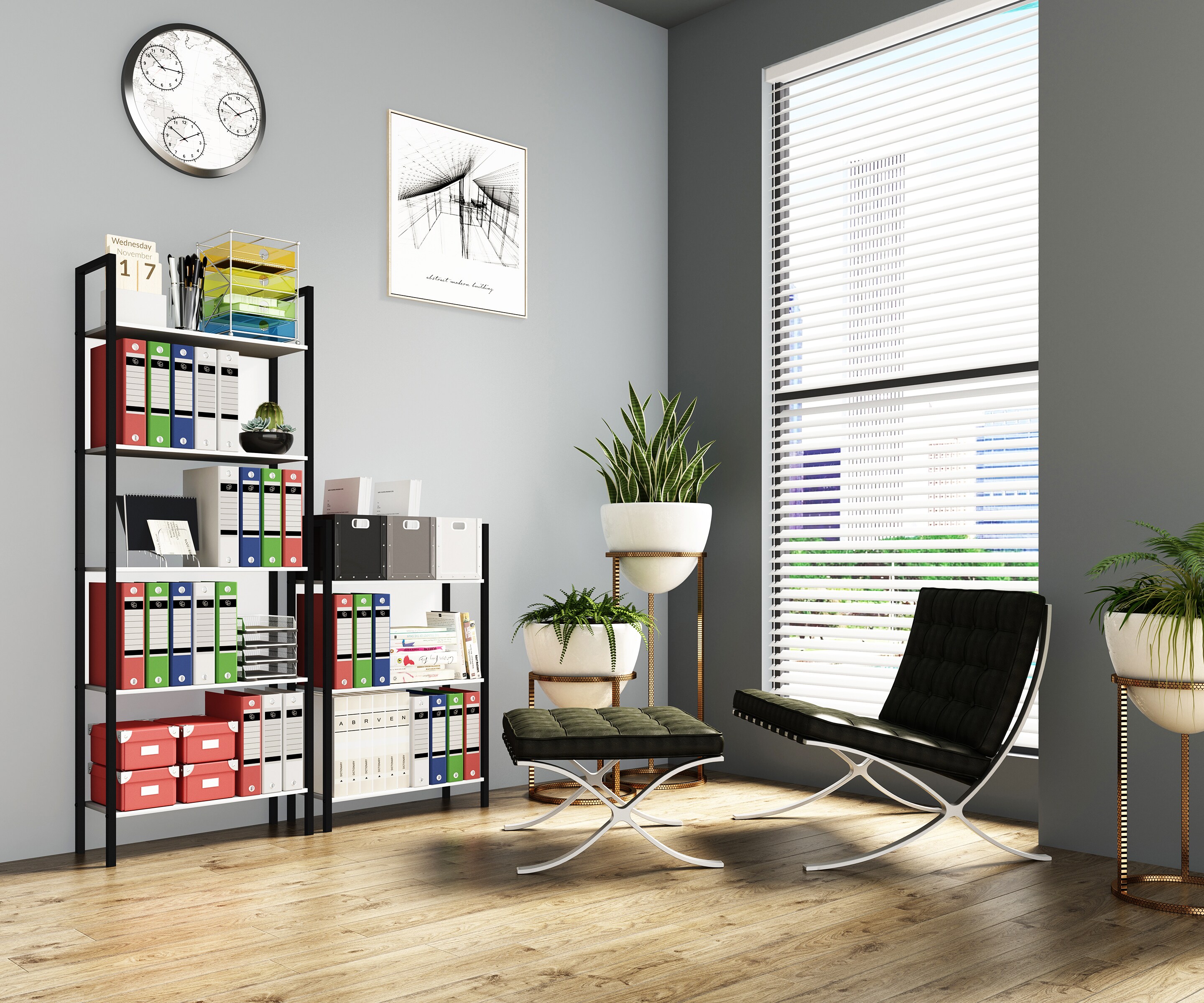 VCM Holz Metall Aufbewahrung Stand Regal Bücherregal Deko Bücher Standregal Flakos 3