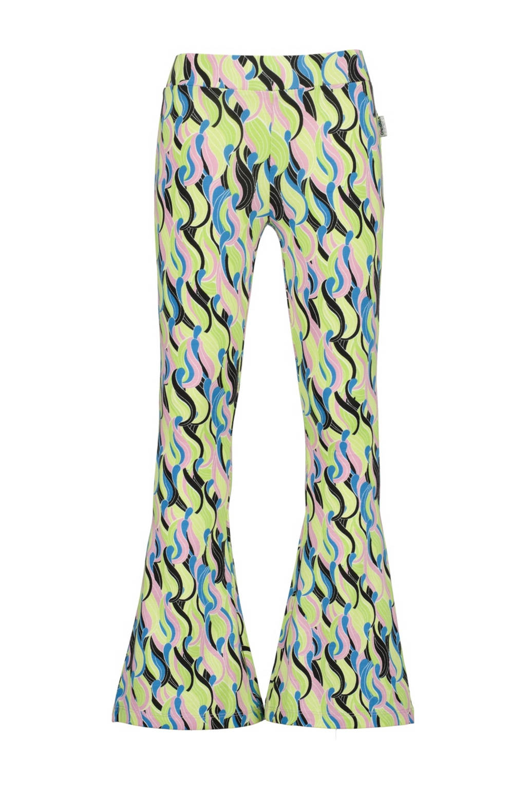 Vingino flared broek Sabina met all over print groen/roze/blauw