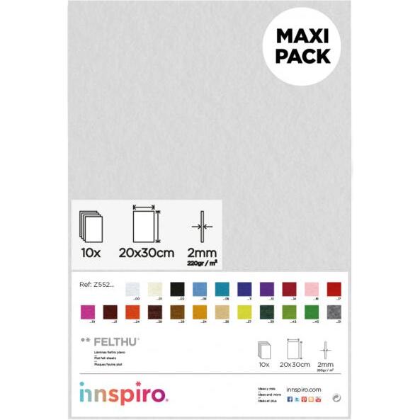 Feutrine innspiro non adhesive 20x30cm 2mm coloris  blanc lot de 10 coupons