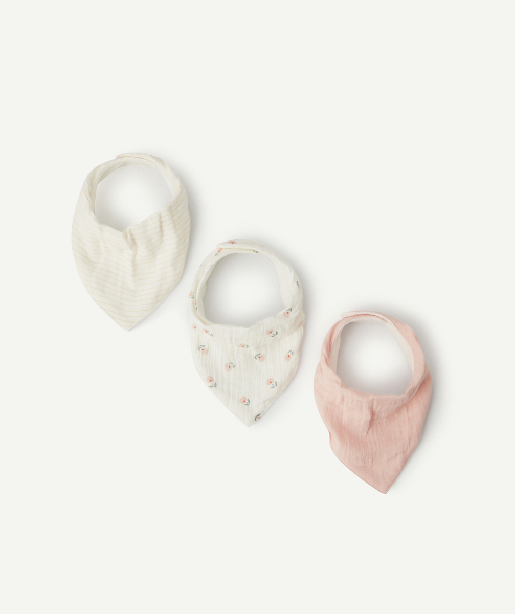 LOT DE 3 BAVOIRS BÉBÉ EN GAZE DE COTON STYLE BANDANAS