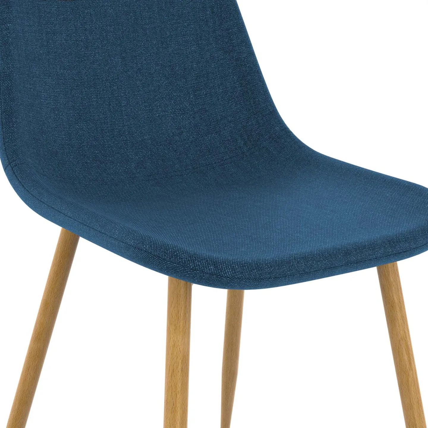 Lot de 6 chaises scandinaves DAPHNE en tissu bleu canard pour salle à manger