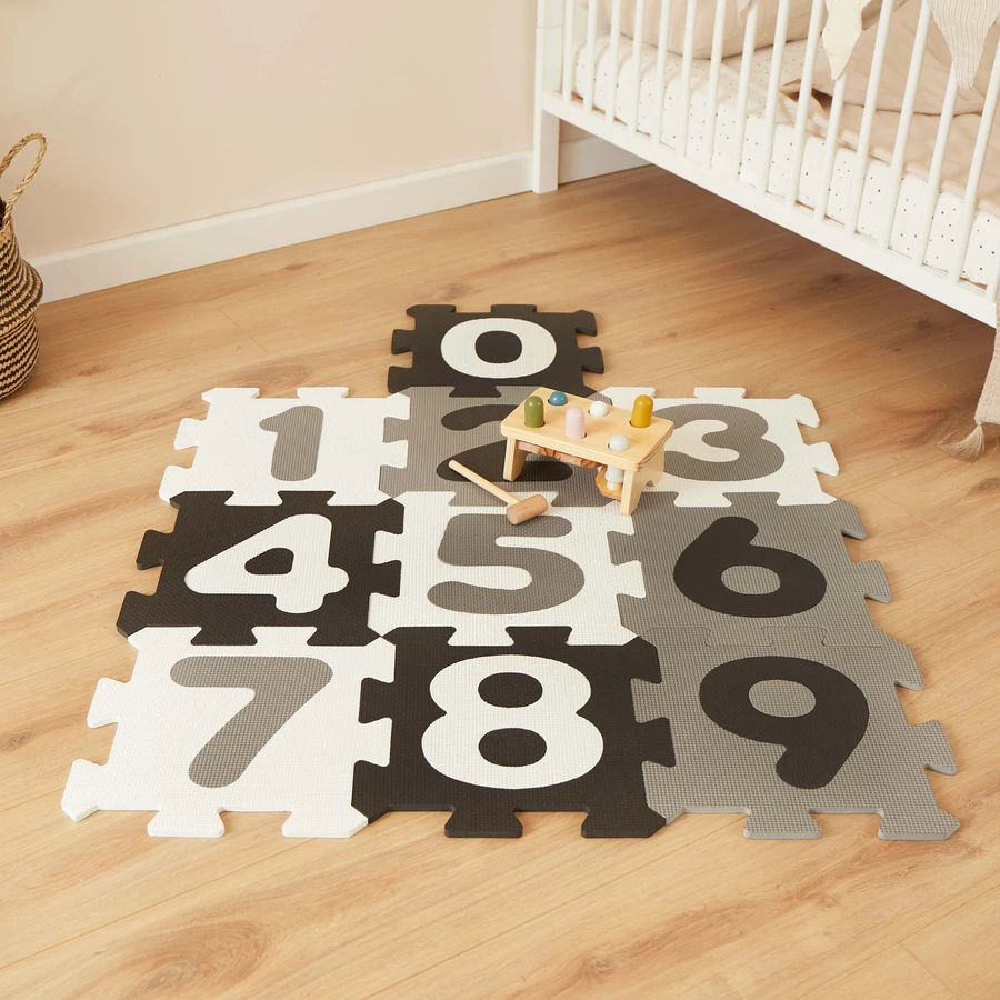 bieco Puzzlematte Zahlen schwarz weiß 10 tlg.