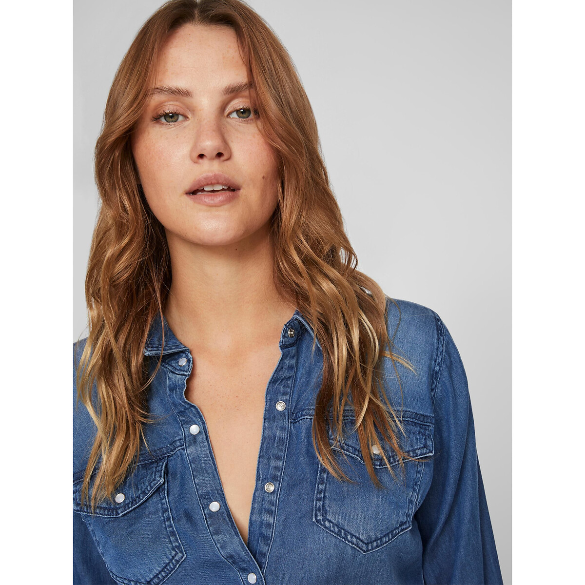 VILA<br>Camisa jeans de manga comprida