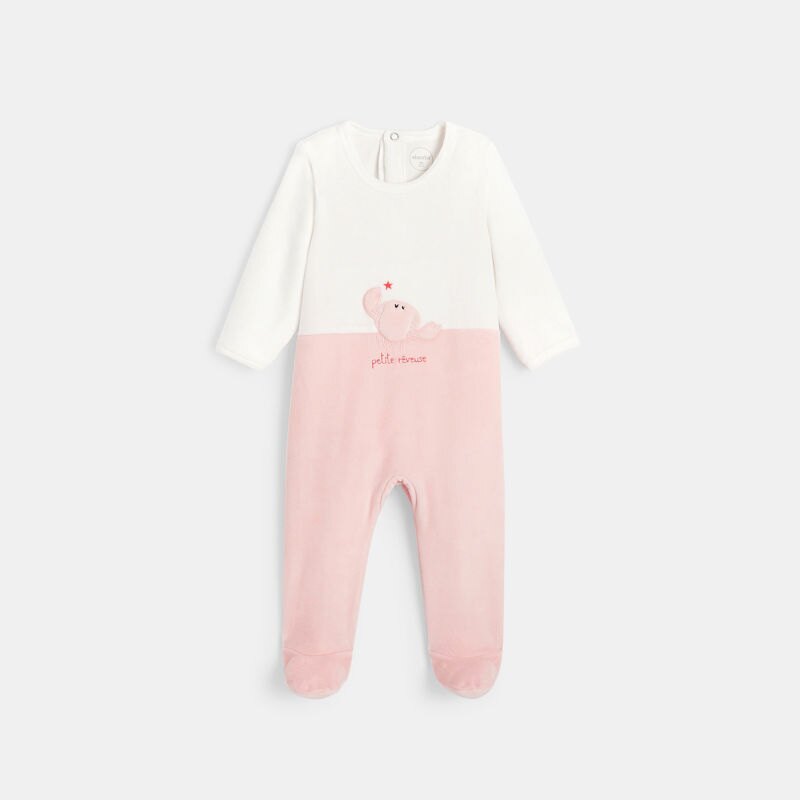 Pyjama bébé en velours rose Absorba Rose