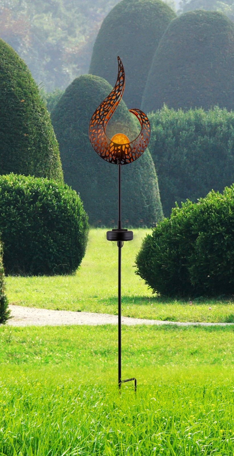 LED-Solarleuchte - schwarz-gold - 90 cm hoch