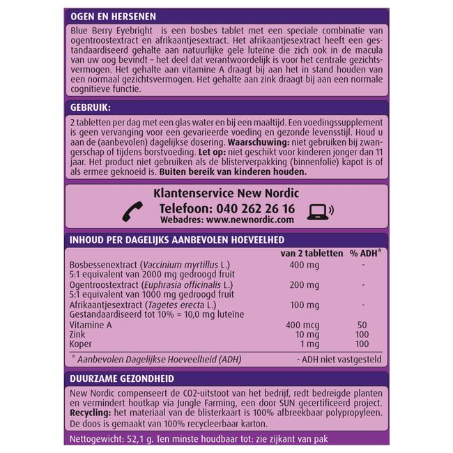 New Nordic Blue Berry Eyebright Tabletten