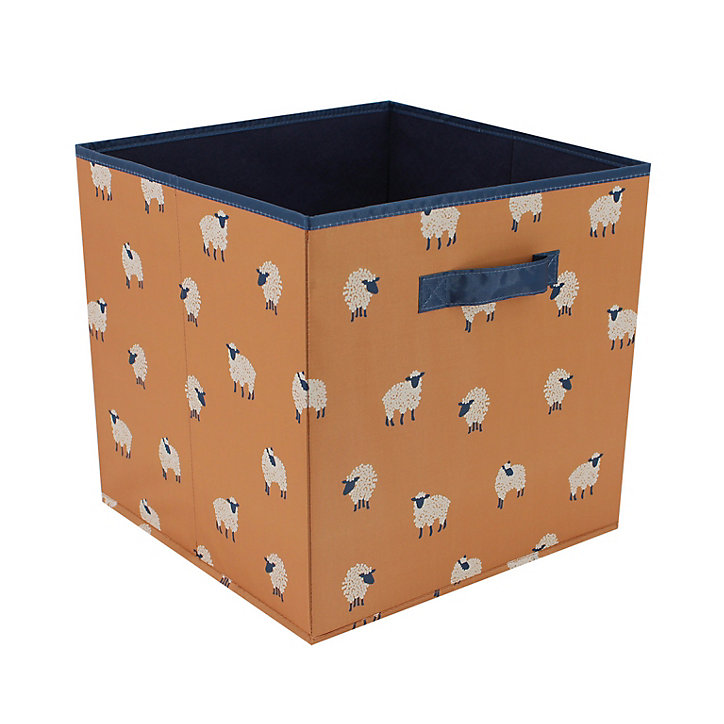 Panier de rangement pliable en cube Norasia orange et motif moutons