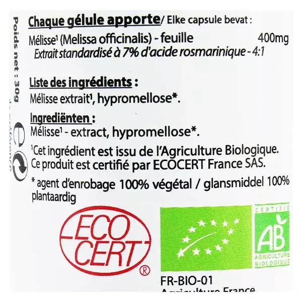 Vit'all+ Erva-cidreira Orgânica 400mg 60 Cápsulas Vegetais