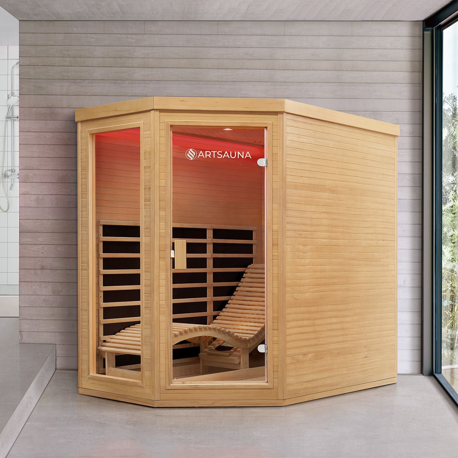 Artsauna Infrarotkabine Wärmekabine Kolding mit Triplex-Heizsystem & Hemlockholz