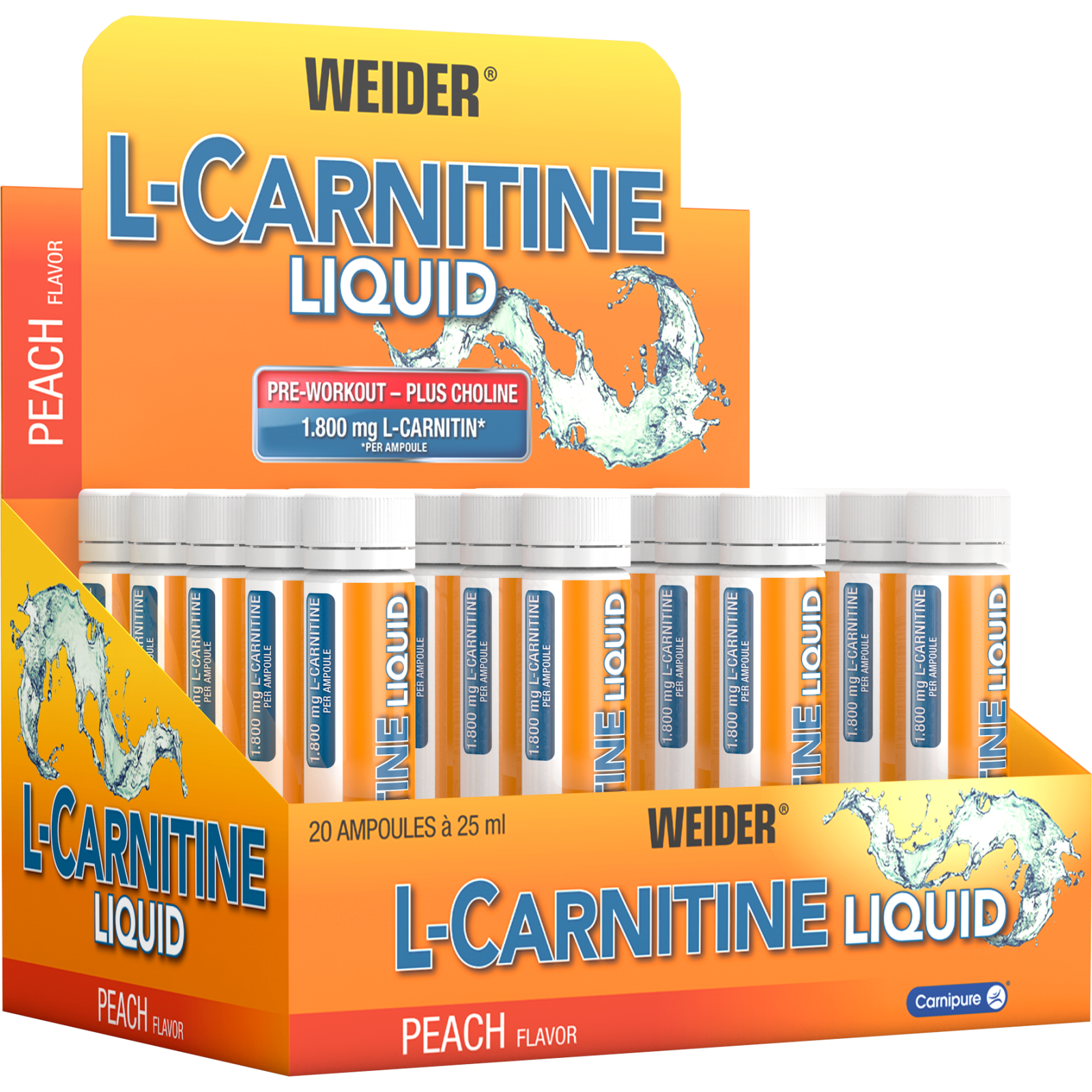 L-Carnitine Liquid 1.800 mg - 20x25ml - Pfirsich