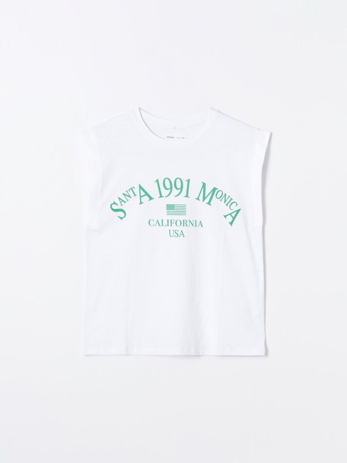Blusa sem mangas com estampa - Branca