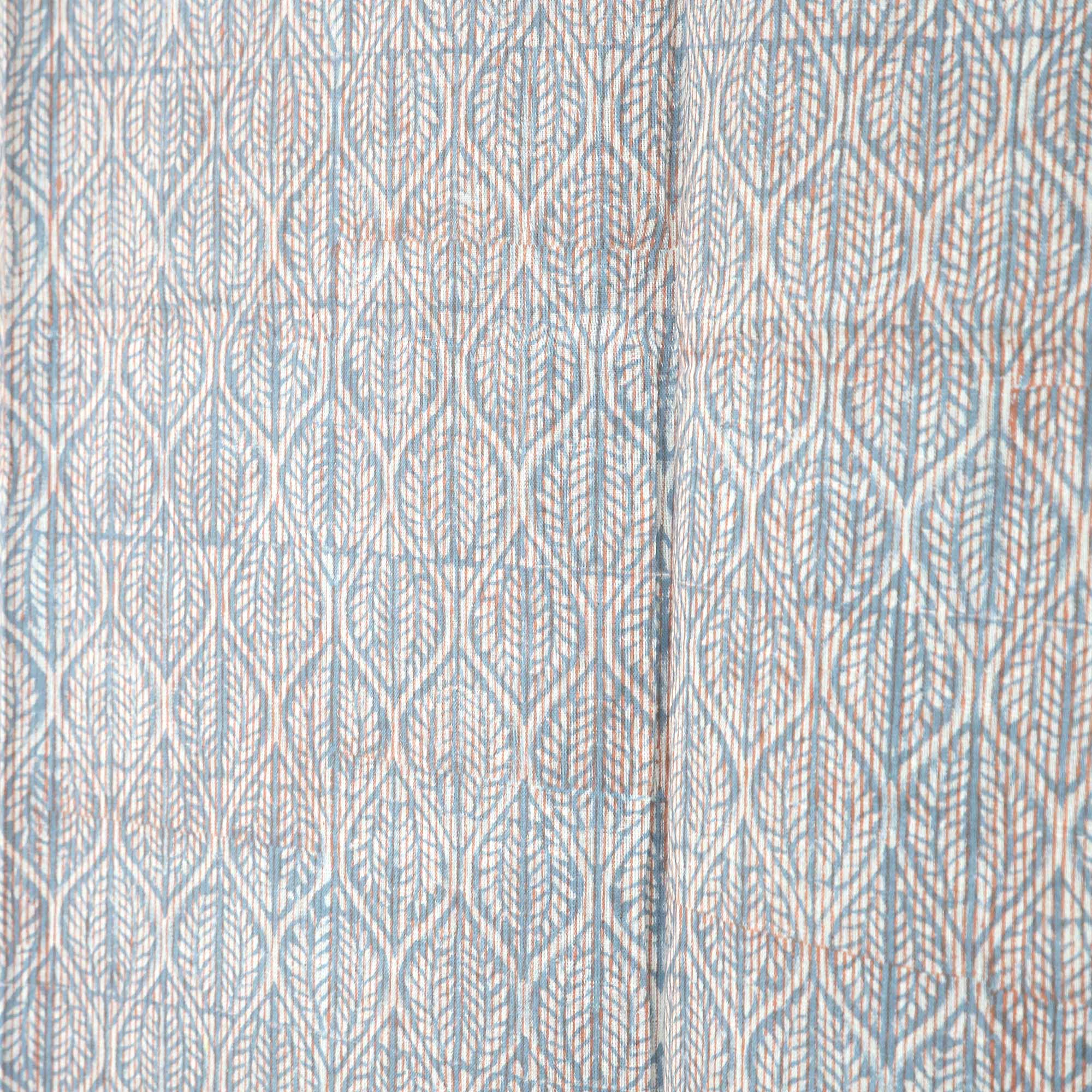 Vorhang mit Blockprint, blau-rot, H 220 cm, B 110 cm von fischer's lagerhaus