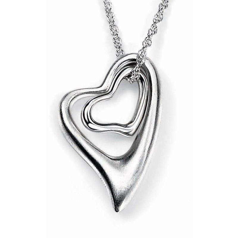 Collier double coeurs et sa Chaine de 51 cm en argent 925/1000