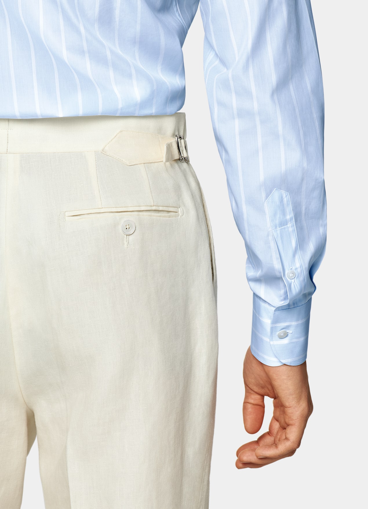Chemise coupe ajustée en popeline bleu clair à rayures