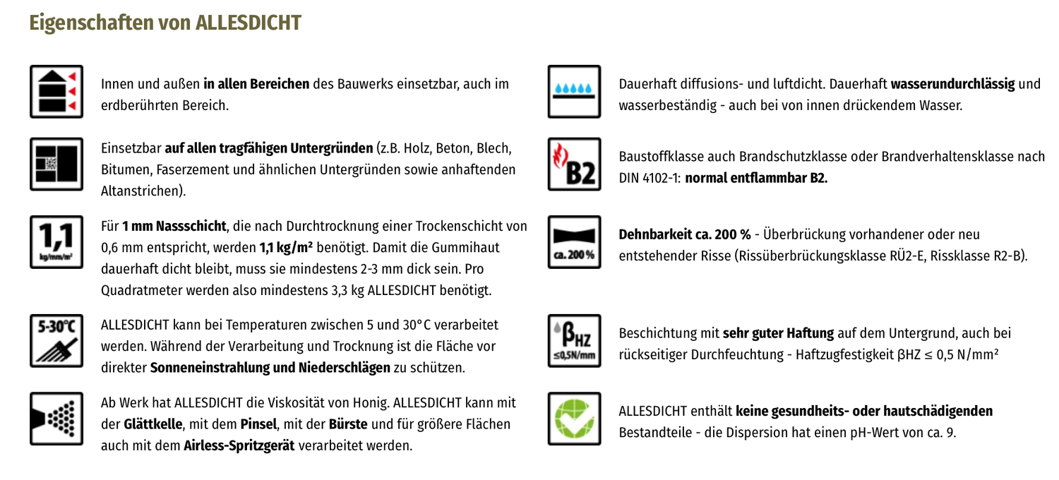 ALLESDICHT 11 kg grijs | Dakafdichting, balkonafdichting, universele afdichting | op waterbasis, oplosmiddelvrij, bitumenvrij | kwastbaar, spuitbaar, spatelbaar | extreem elastische diklaagafdichting met scheuroverbrugging | WARCO