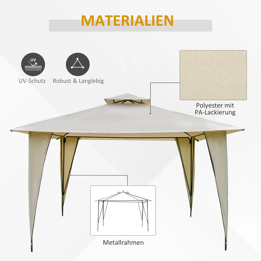 Outsunny Pavillon mit Doppeldach beige