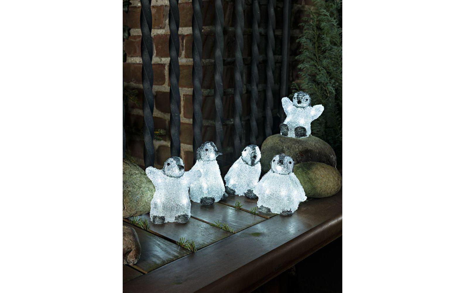 LED-Figur Acrylic 12.5cm Pinguine 5er SetWeihnachtsfiguren Acrylpinguine