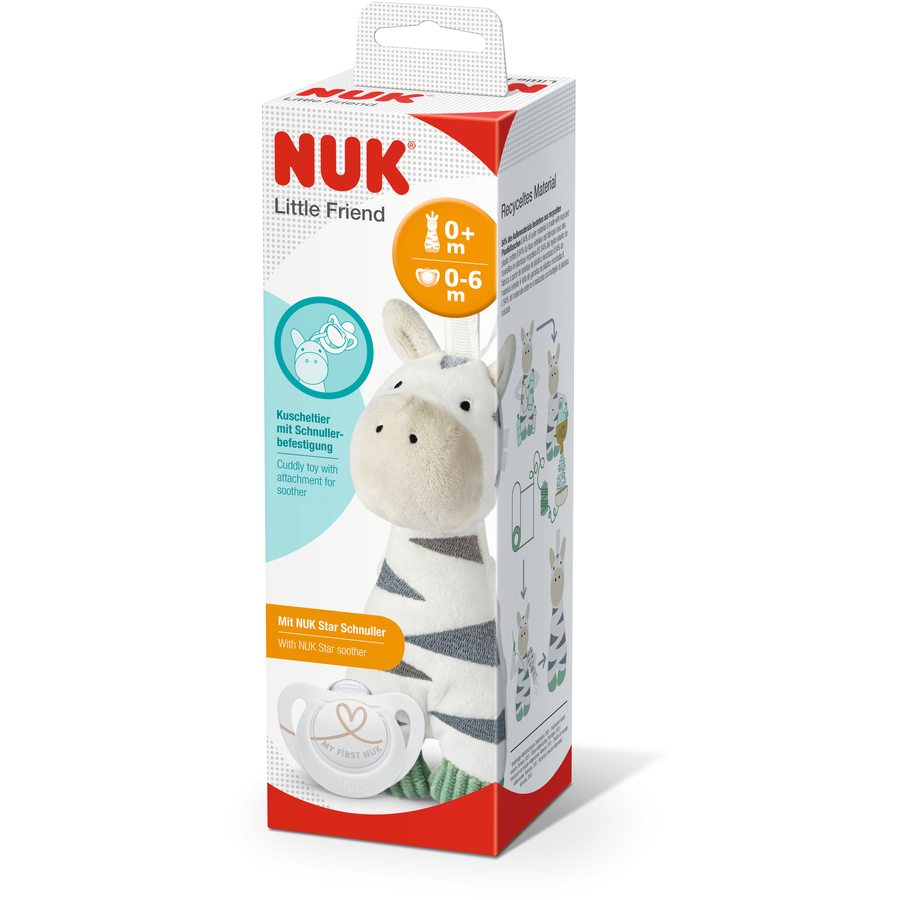 NUK Kuscheltier Little Friend Zebra mit Schnuller